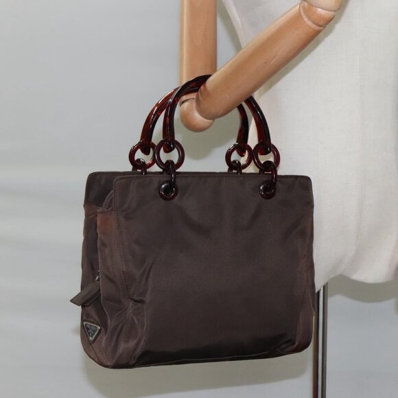 PRADA Hand Bag Nylon Brown Auth ti2669 - Picture 11 of 14